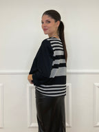 Maglia Asimmetrica Pizzo Bicolor 0225 Nero