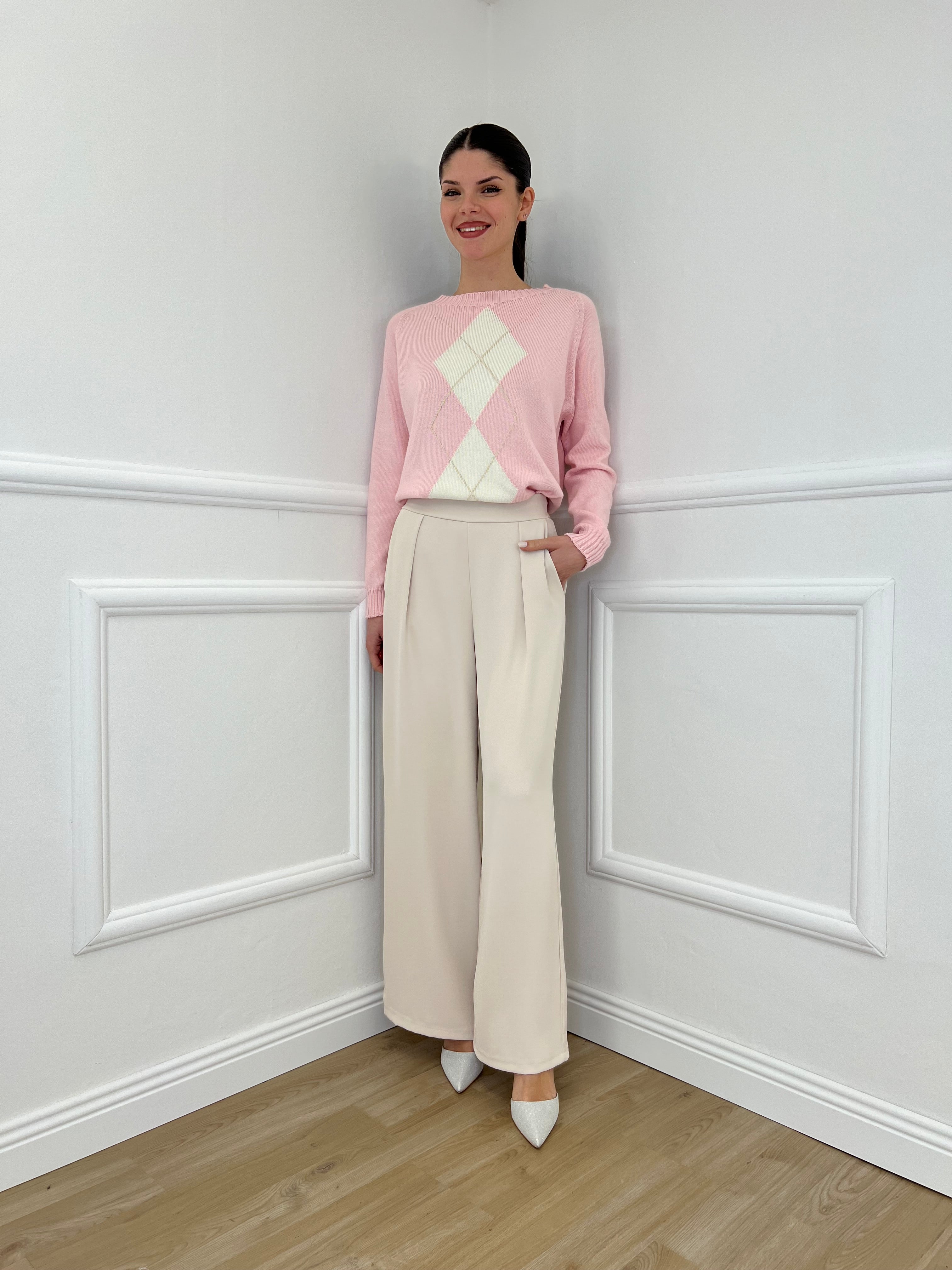 Pantalone Fluido 22059 Beige