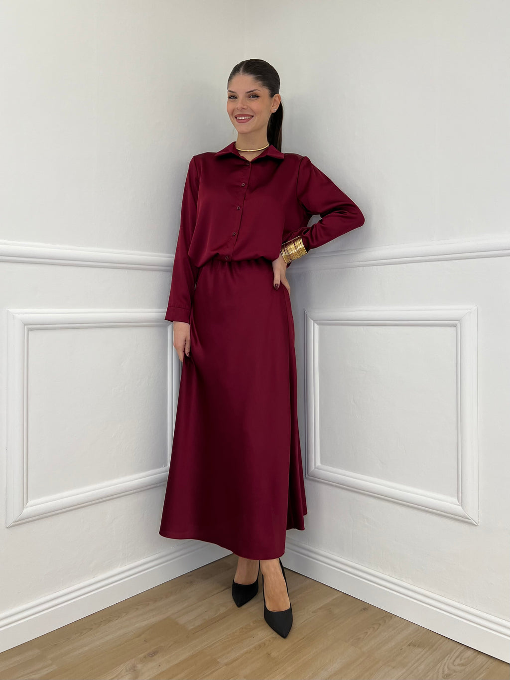 Camicia Satin 1081 Bordeaux