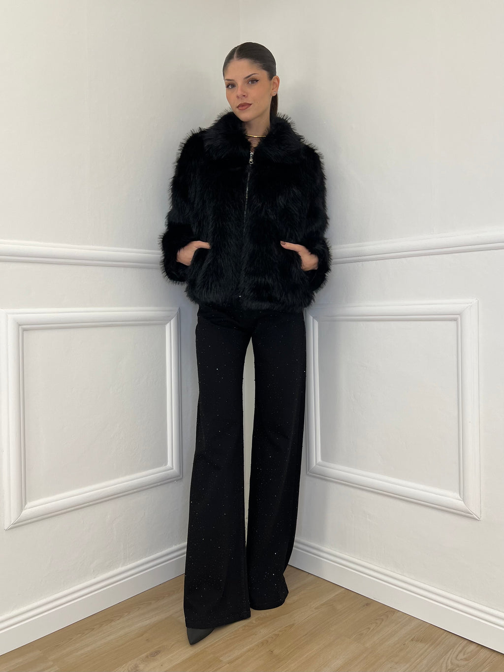 Pelliccia Zip C058 Nero