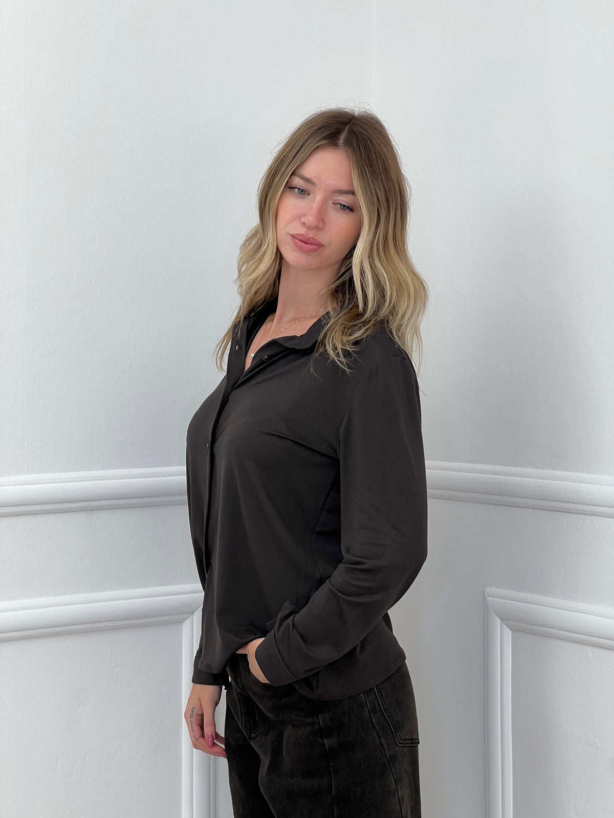 Camicia In Jersey 23001 Marrone
