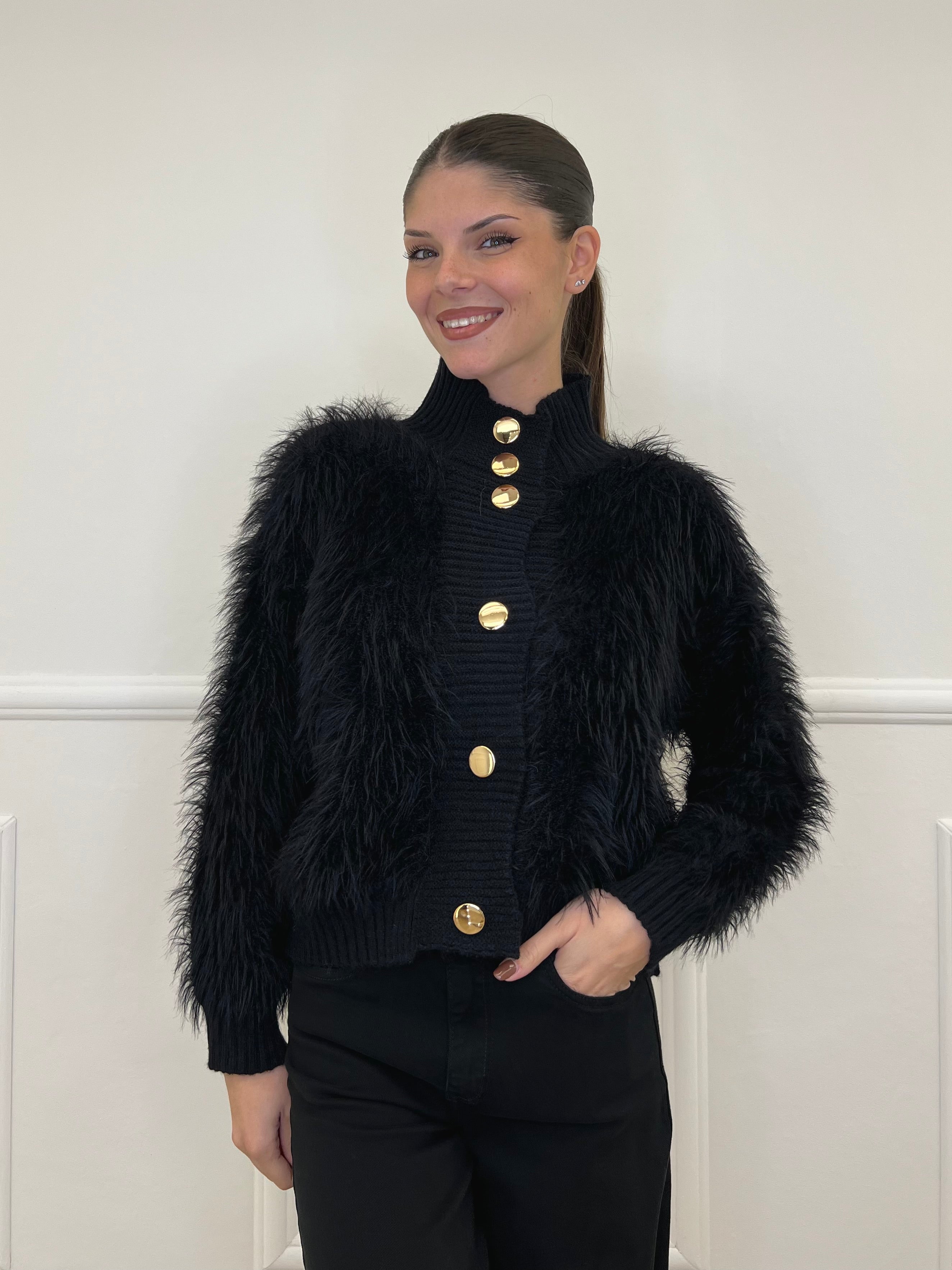 Cardigan Fluffy 3061 Nero