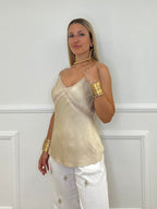 Top In Raso Con Pizzo 80228 Ecru
