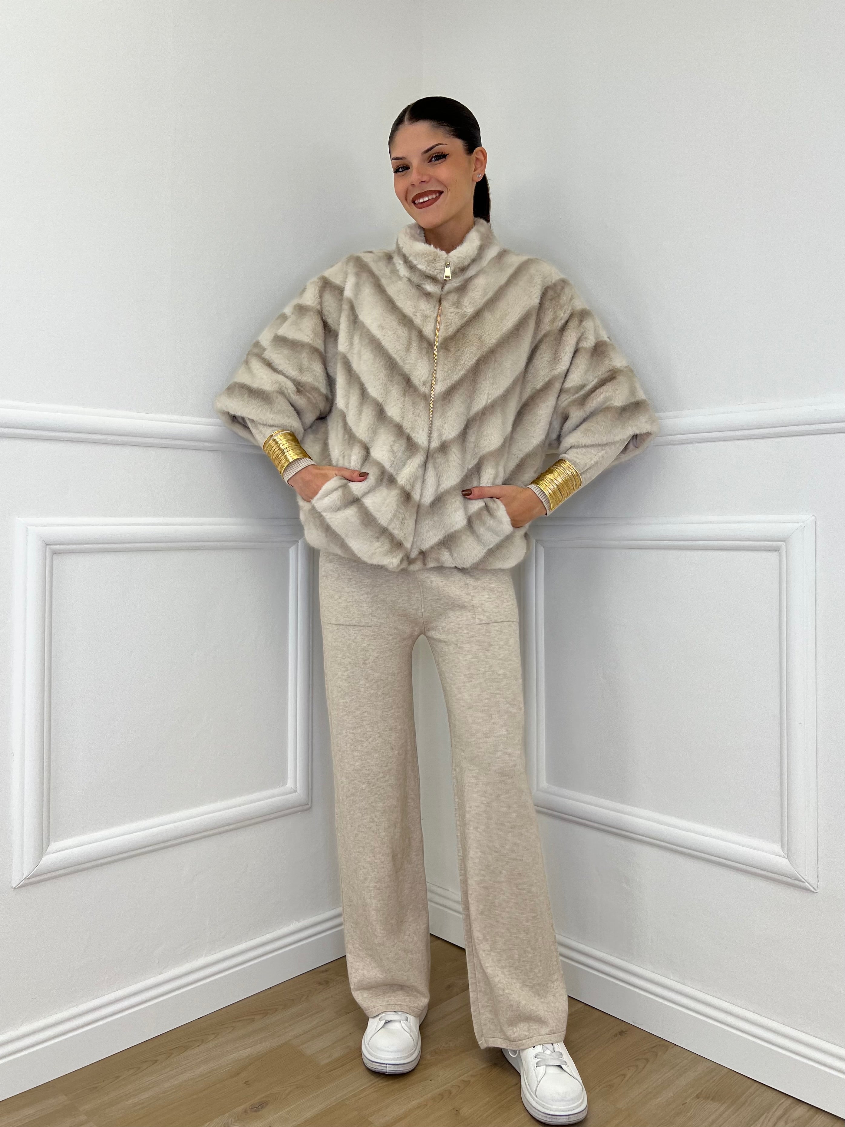 Pelliccia Chevron C037 Ecru