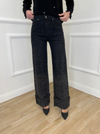 Jeans Strass con Risvolto 2382 Nero