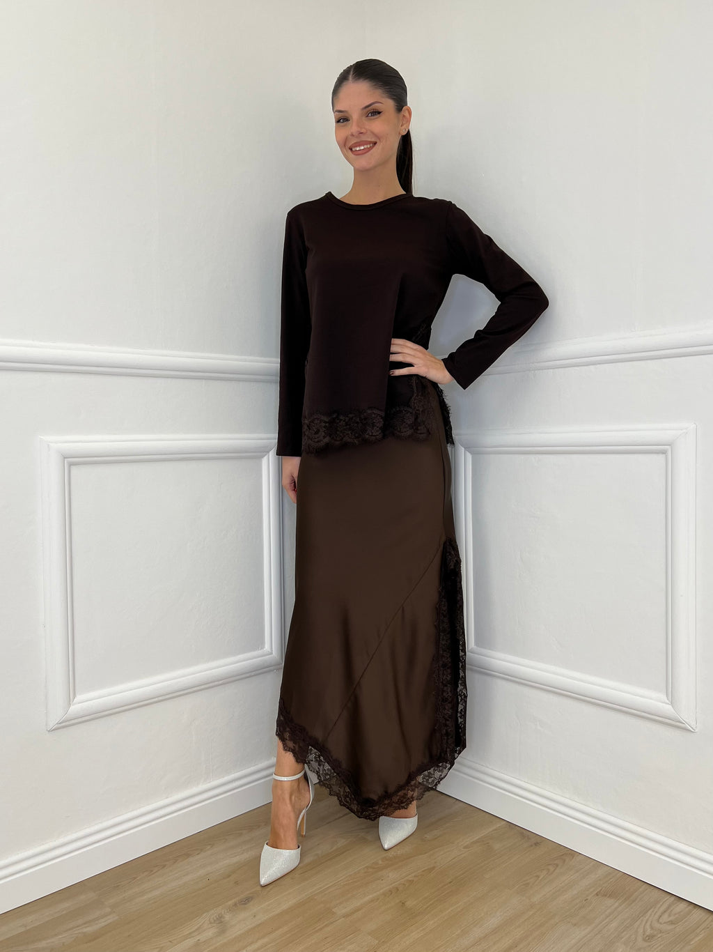 Maglia con Pizzo 55777 Moro