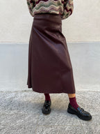 Gonna Midi Ecopelle 8066 Burgundy