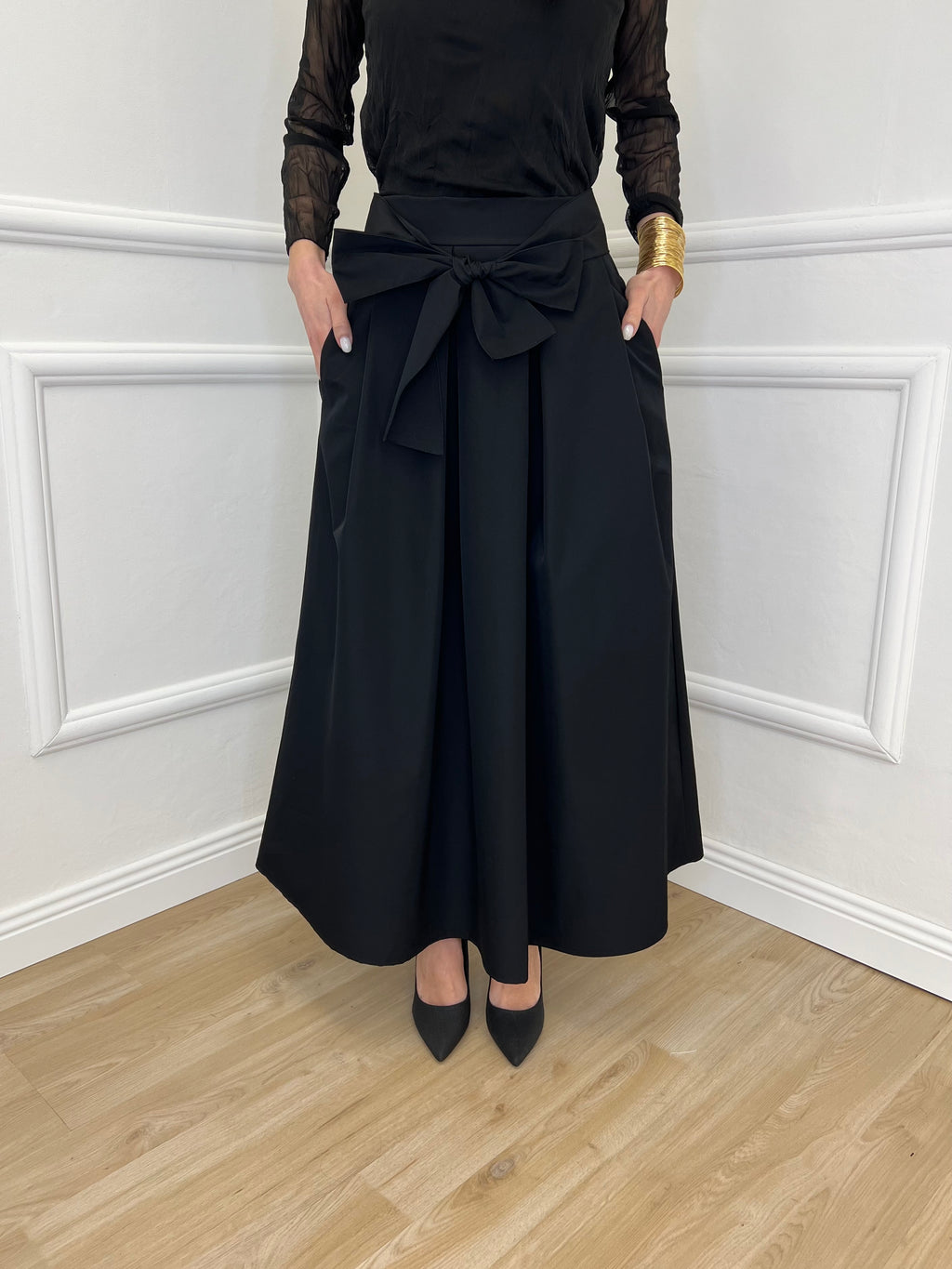 Gonna Popeline con Fiocco 5312 Nero