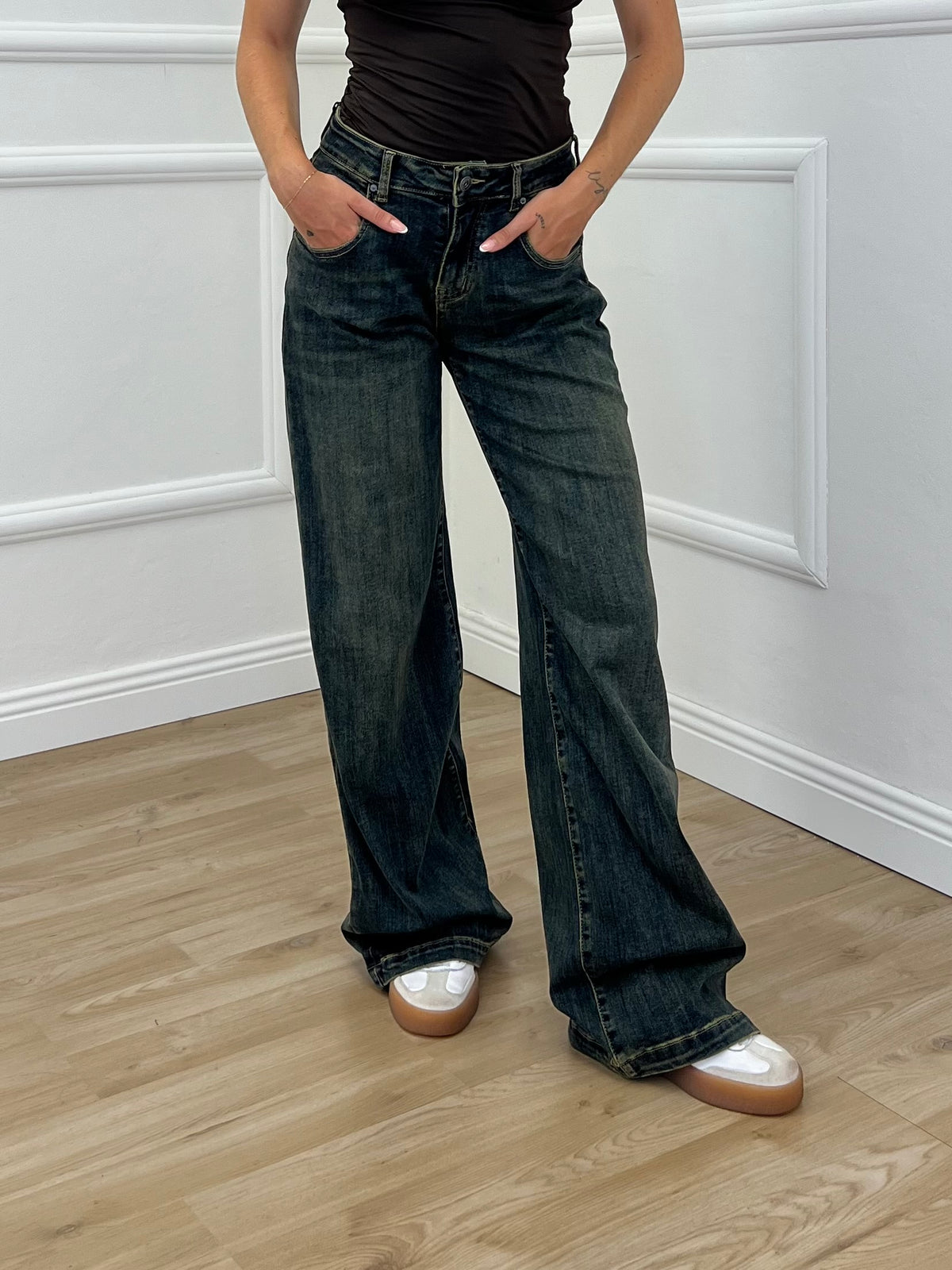Jeans Palazzo Stonewash K7041 Blu