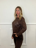 Maglia Pizzo Velluto D28875 Marrone