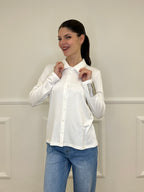 Camicia in Jersey di Viscosa 28163 Bianco