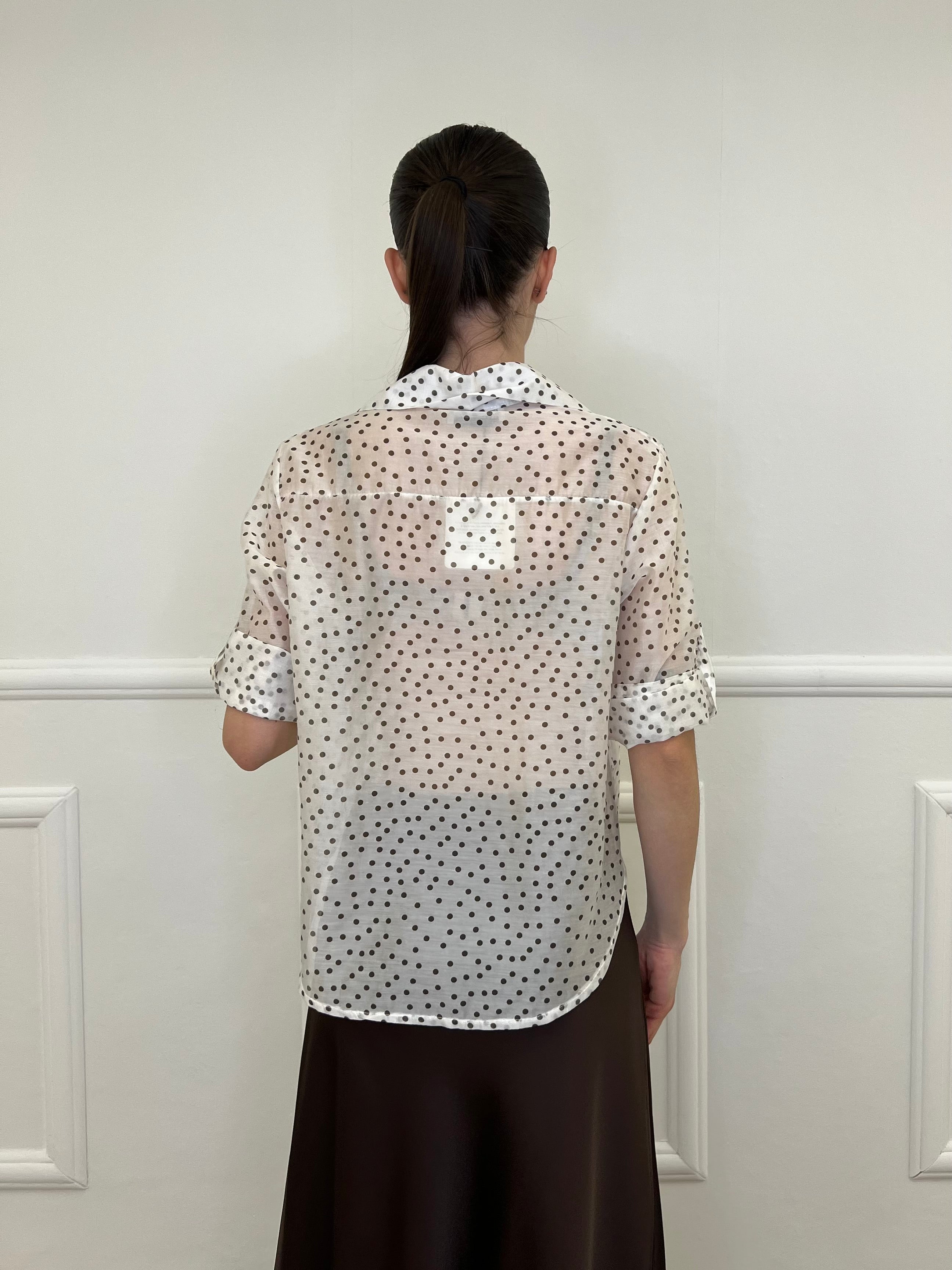 Camicia Tencel Pois 26031 Bianco