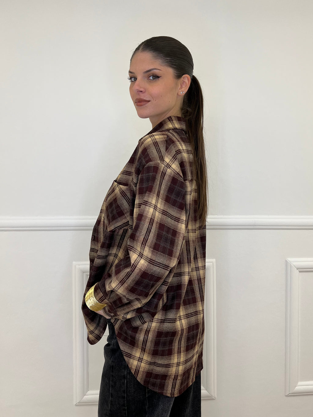 Camicia Over Check 17183 Burgundy