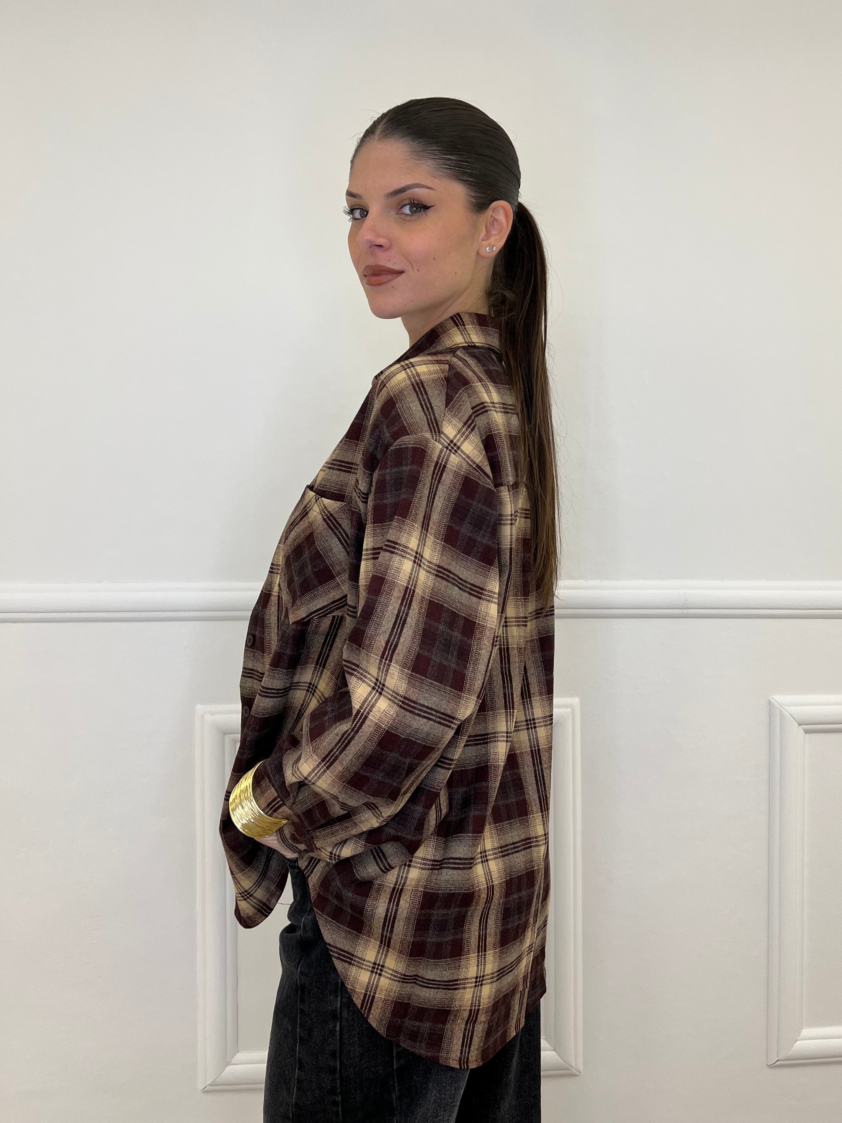 Camicia Over Check 17183 Burgundy