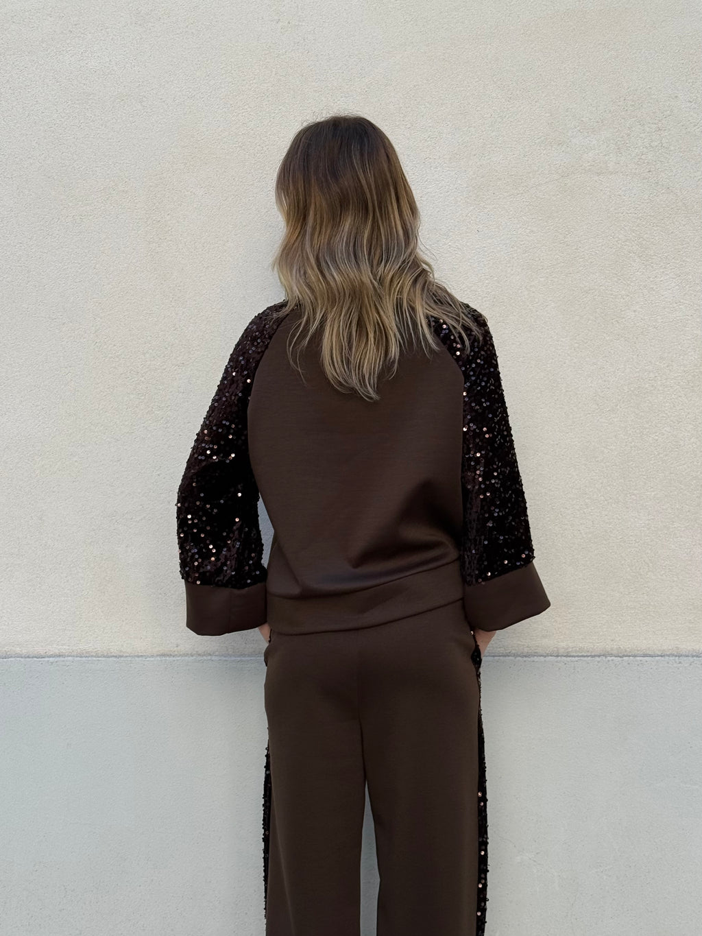 Tuta Inserti Paillettes L3110 Marrone