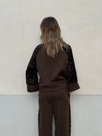 Tuta Inserti Paillettes L3110 Marrone