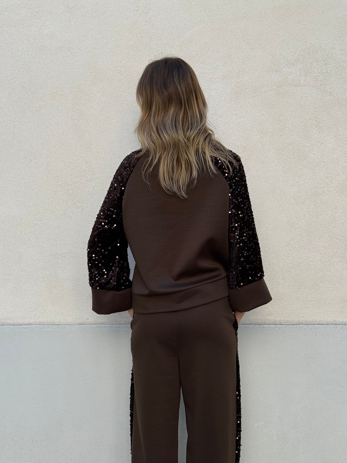 Tuta Inserti Paillettes L3110 Marrone