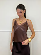 Top Raso con Pizzo 80228 Marrone