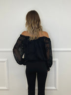 Blusa Boho Con Ricami 89039-1 Nero