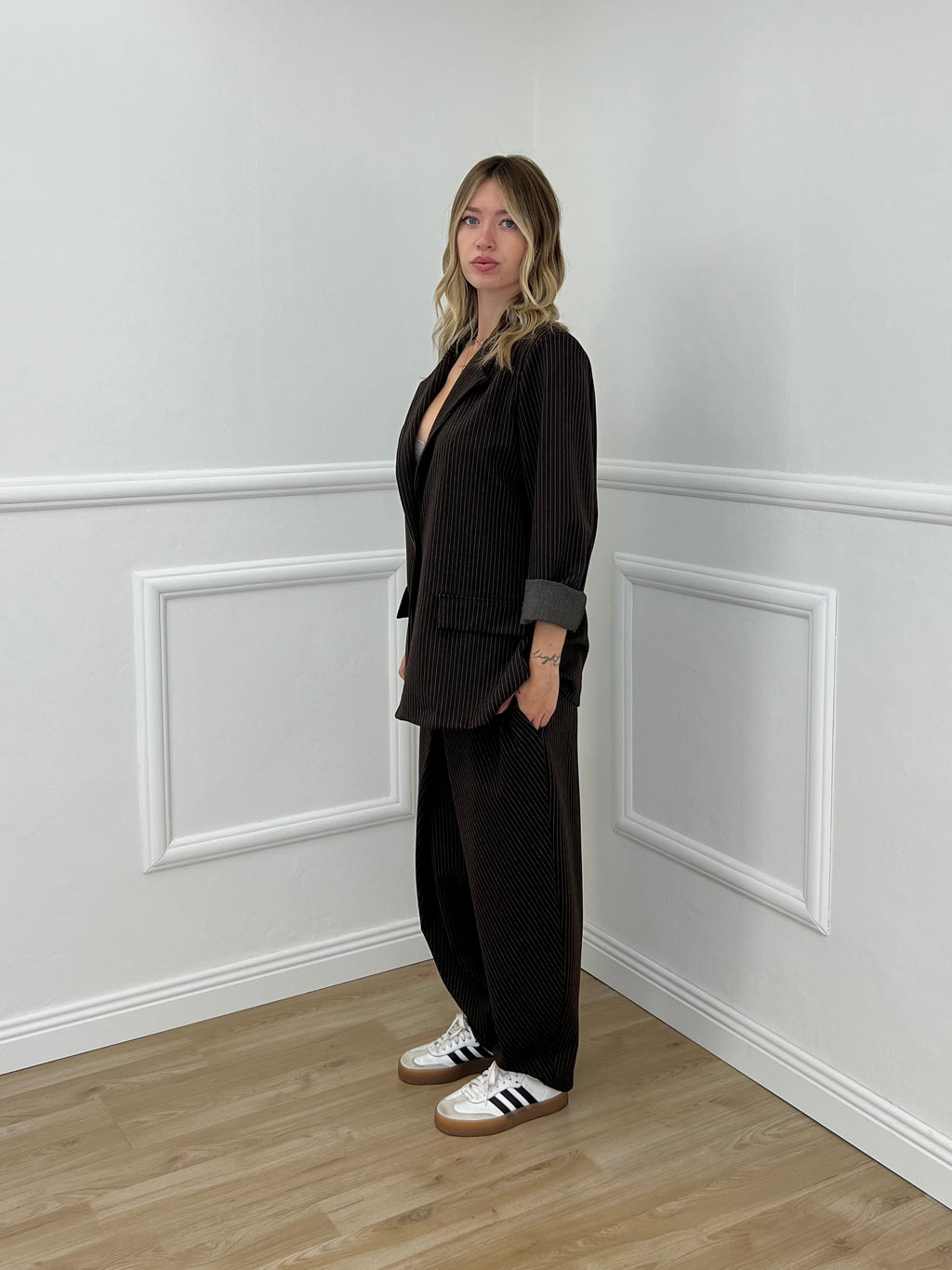 Giacca Gessata PM 5960 Marrone