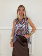 Camicia Trapezio Fantasia 4565 Azzurro e Moro
