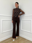 Maglia Microrete Floreale 925101 Marrone - Bazar Abbigliamento