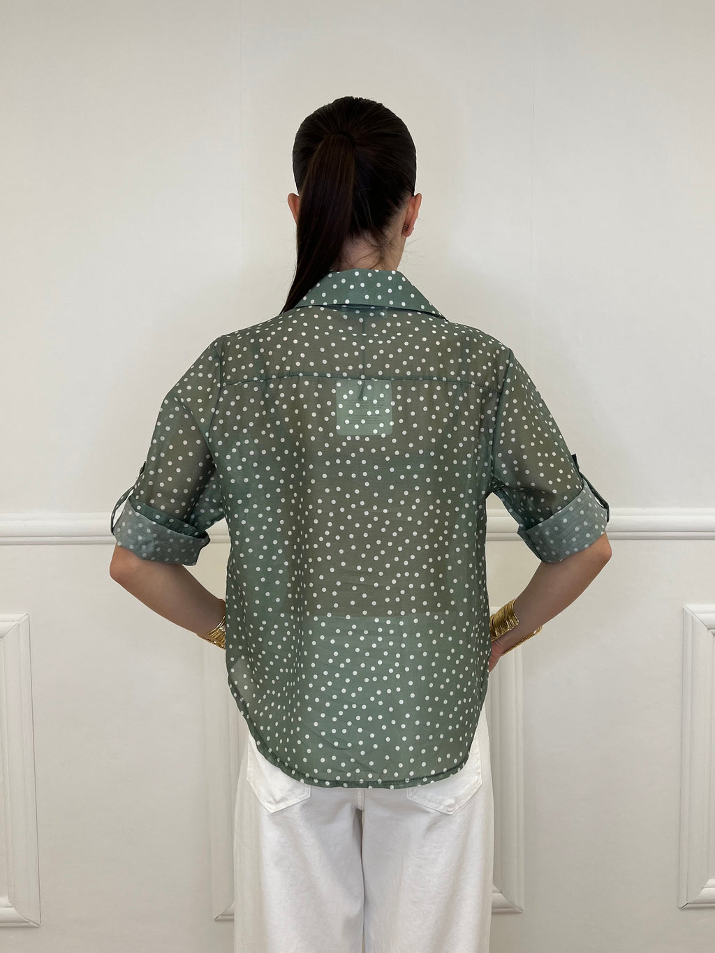 Camicia Tencel Pois 26031 Verde