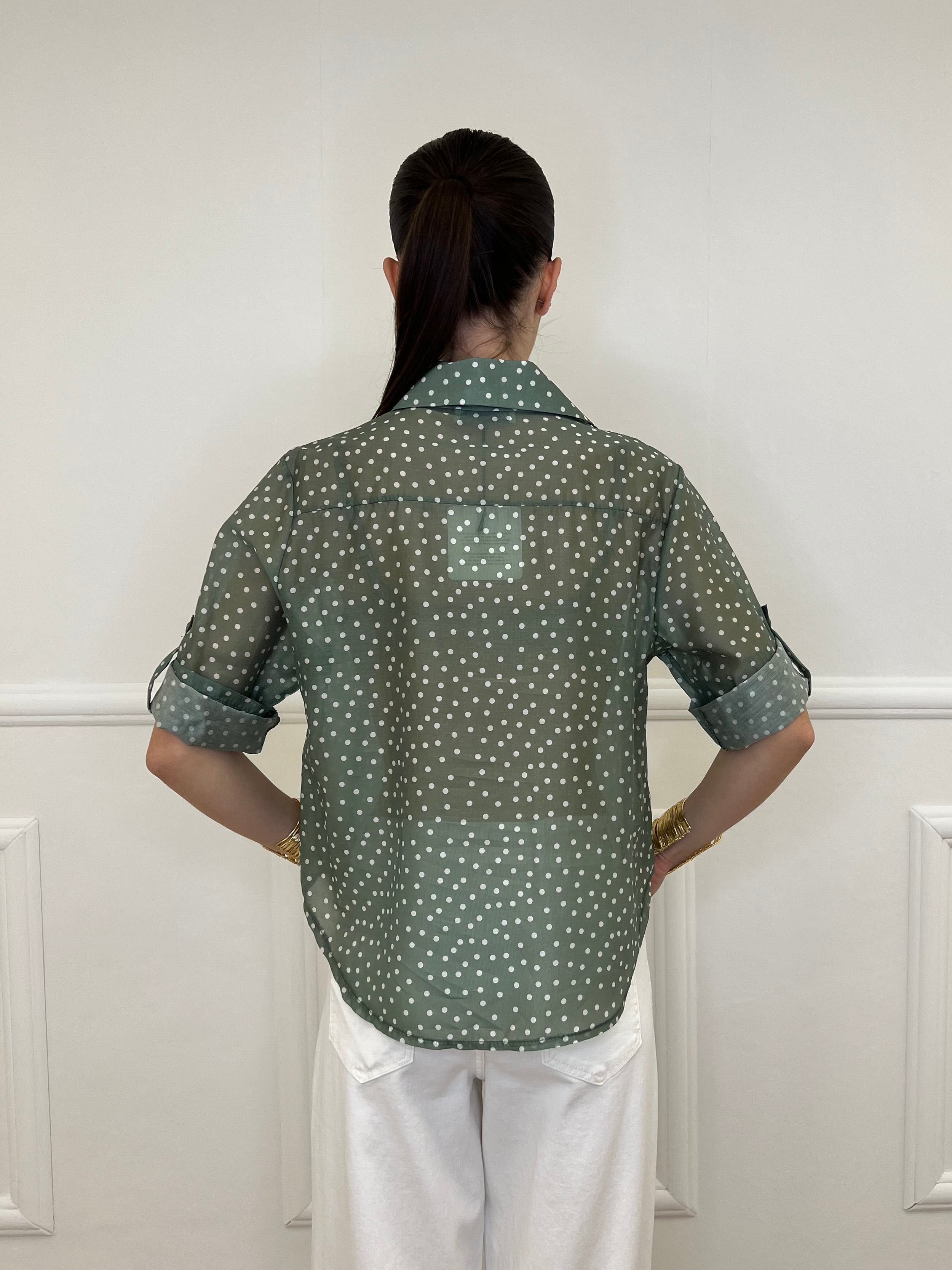 Camicia Tencel Pois 26031 Verde