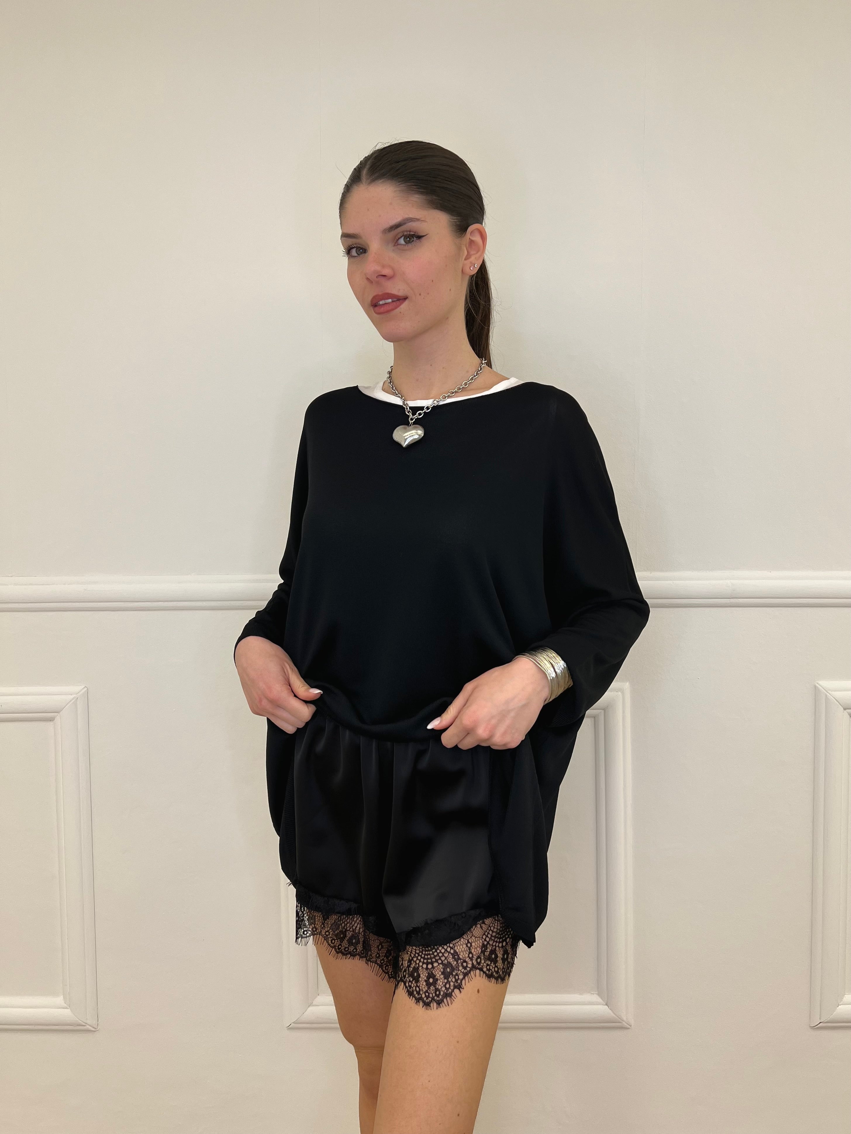 Twin Set Maxi Maglia e Canotta 53716 Nero