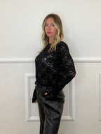 Maglia Pizzo Velluto D28875 Nero