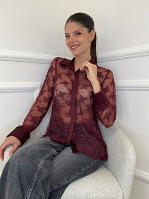 Camicia Pizzo 3160 Bordeaux