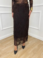 Gonna Tulle Ricami 139-833 Moro