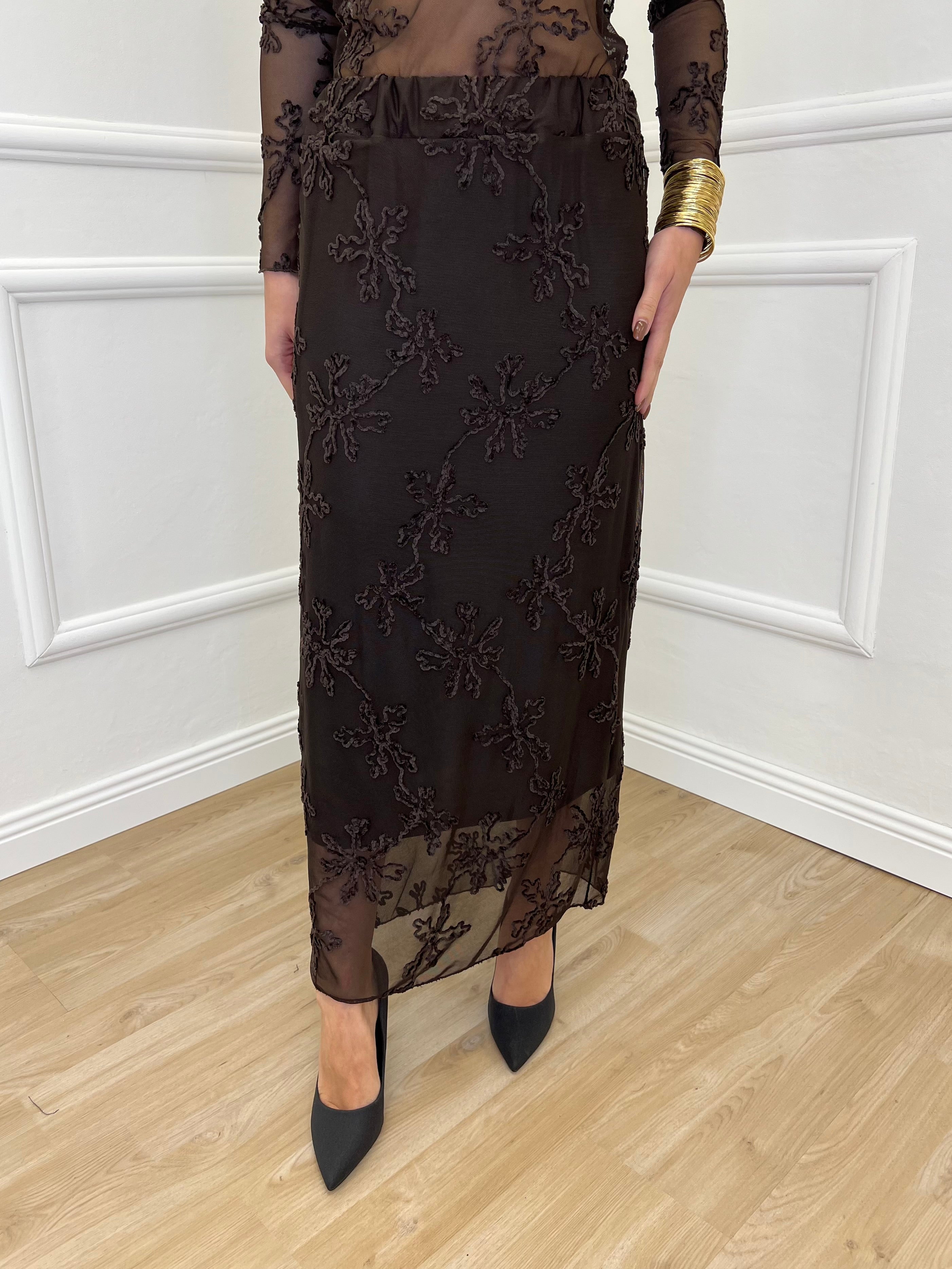 Gonna Tulle Ricami 139-833 Moro