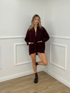 Maxi Giacca in Panno con Zip 5075 Burgundy