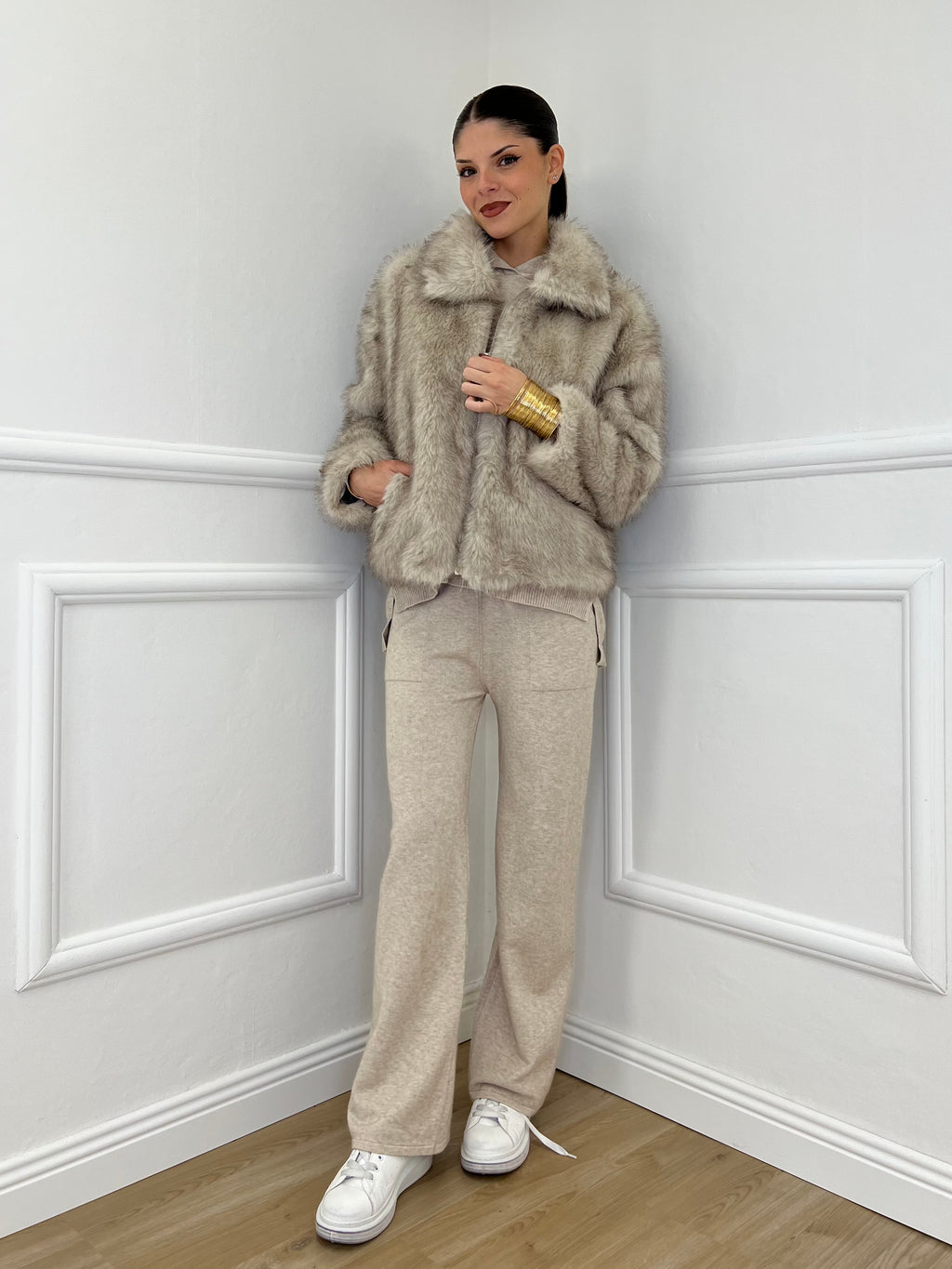 Pelliccia Zip C058 Ecru