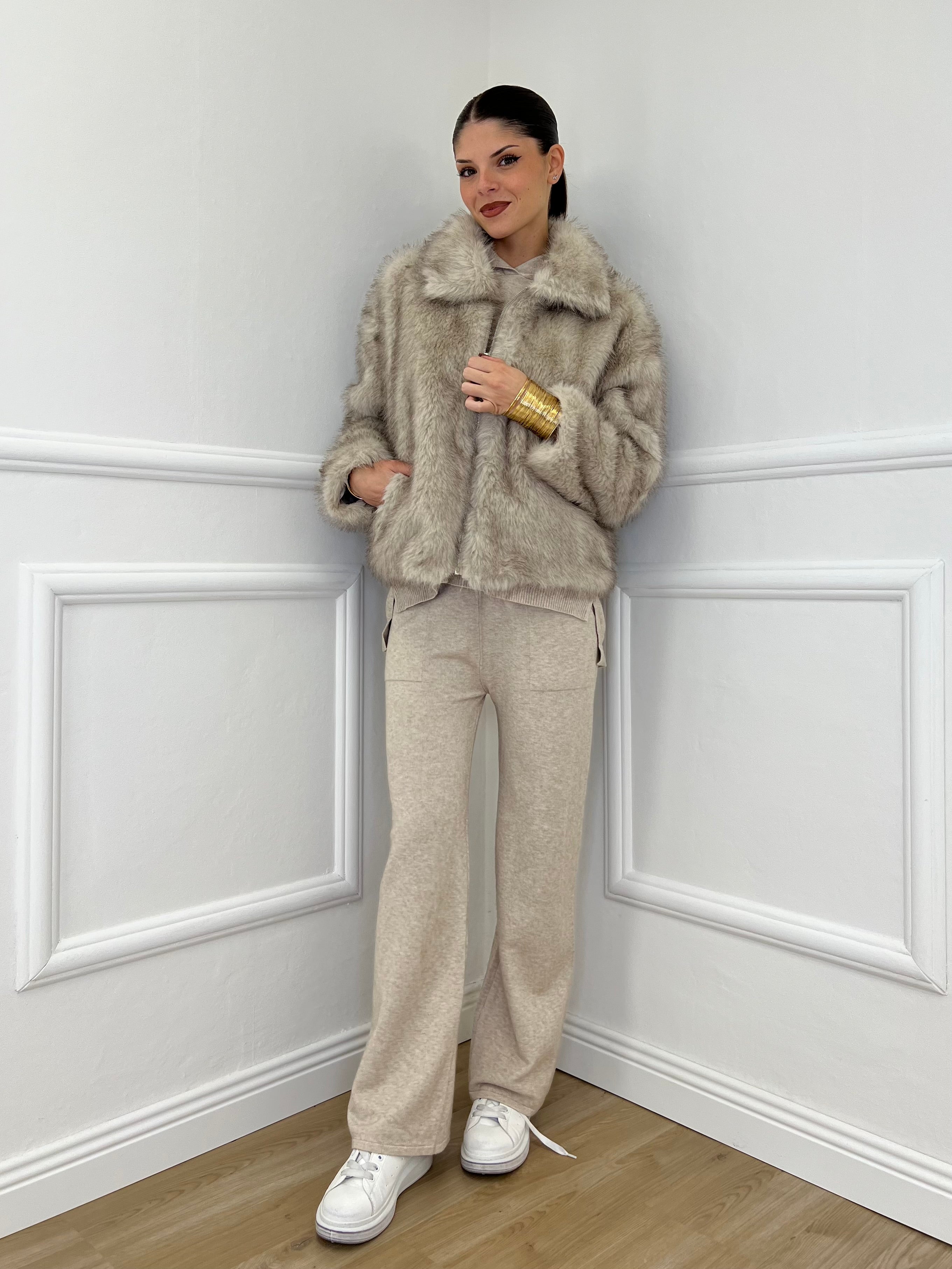 Pelliccia Zip C058 Ecru