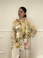 Blusa Voile Fiori Con Fiocco 4284 Giallo