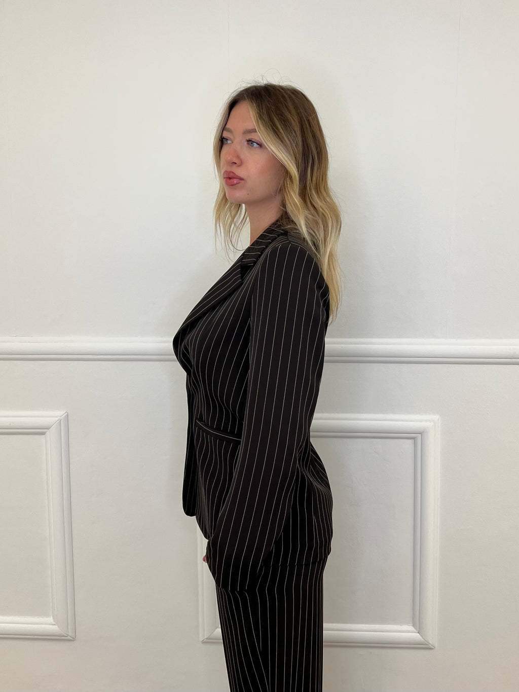 Tailleur Gessato Monopetto 83459 Marrone