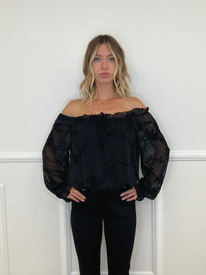 Blusa Boho Con Ricami 89039-1 Nero