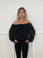 Blusa Boho Con Ricami 89039-1 Nero
