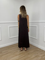 Abito Smanicato in Satin 23233 Moro