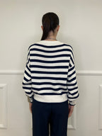 Cardigan Scatoletta Righe 10667 Blu