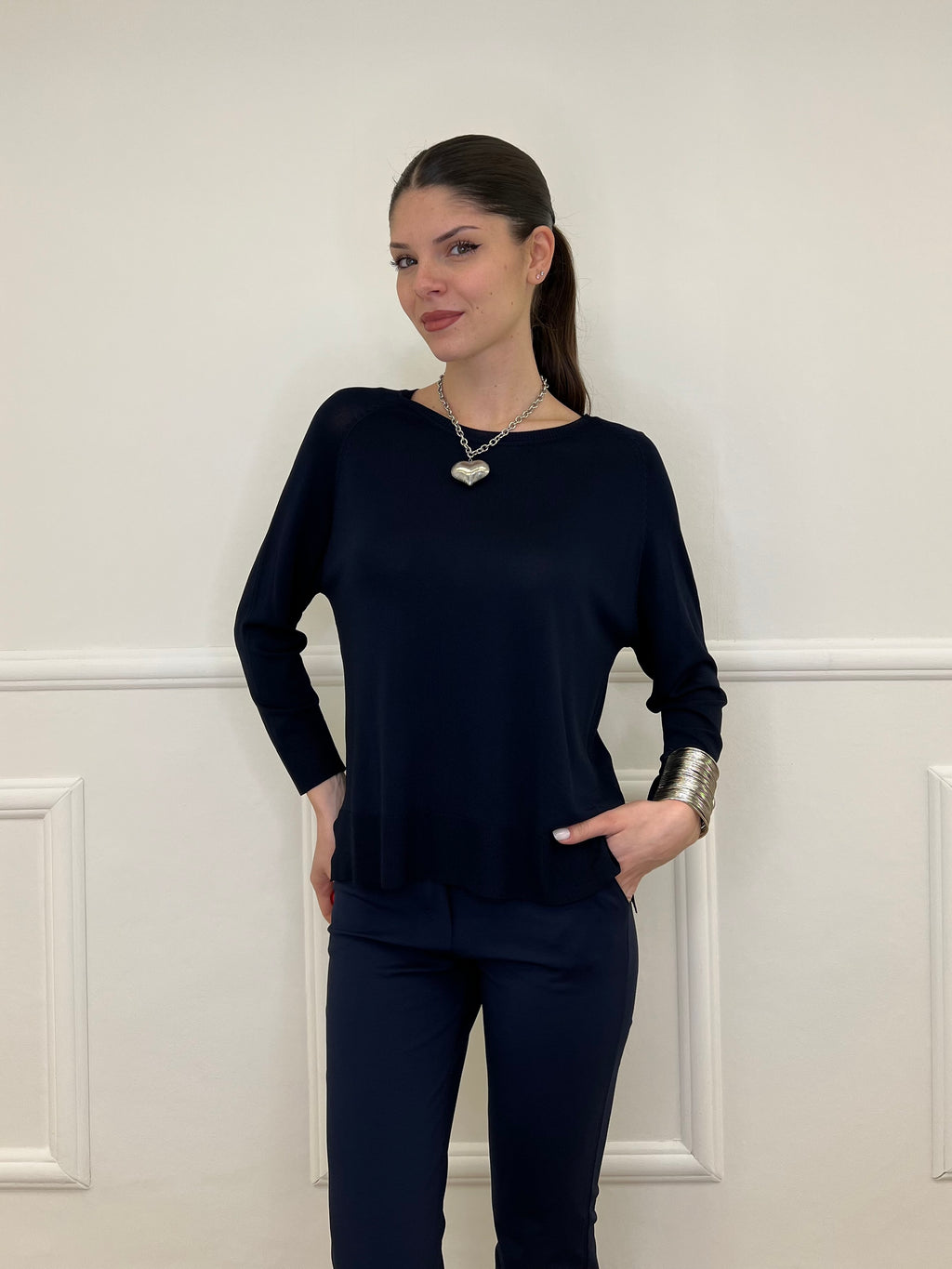 Maglia in Filo di Viscosa J185 Blu