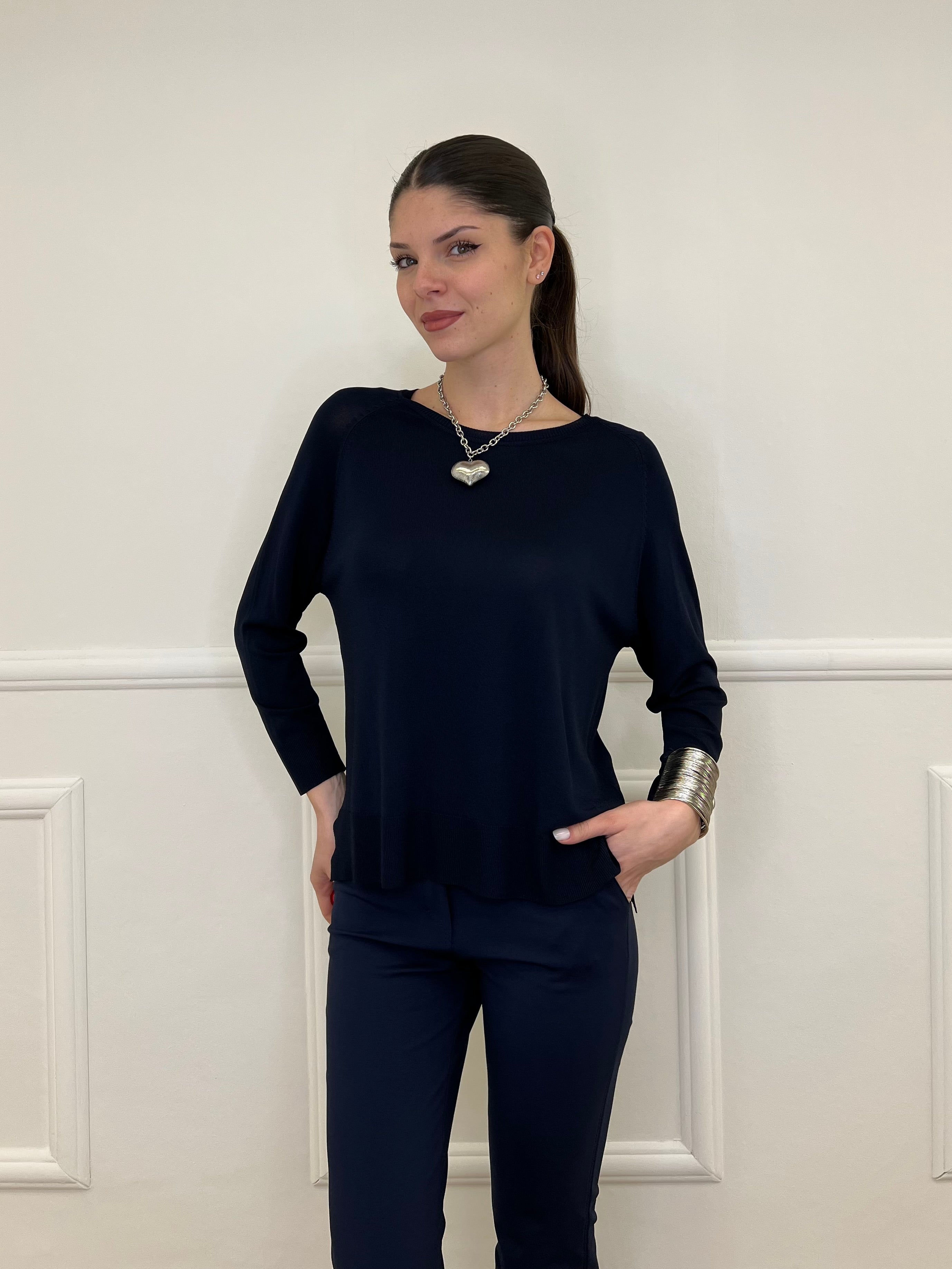 Maglia in Filo di Viscosa J185 Blu