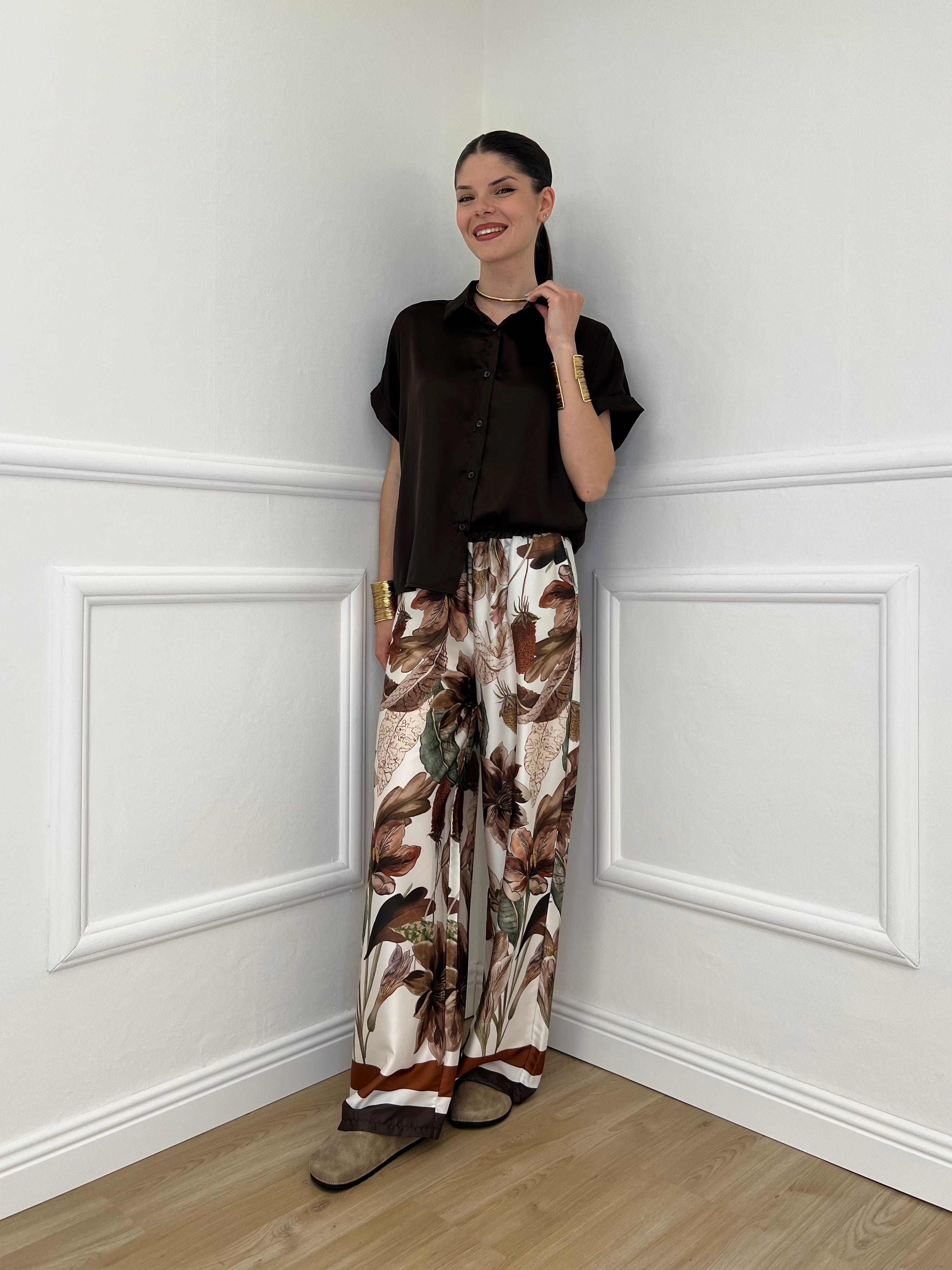 Completo Satin Pantalone Fantasia 17397 Moro