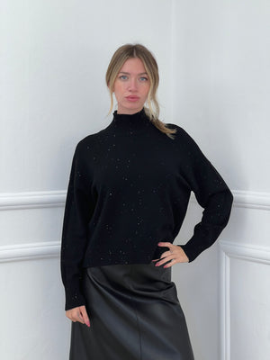 Maglia Vulcano Over Paillettes 7366 Nero