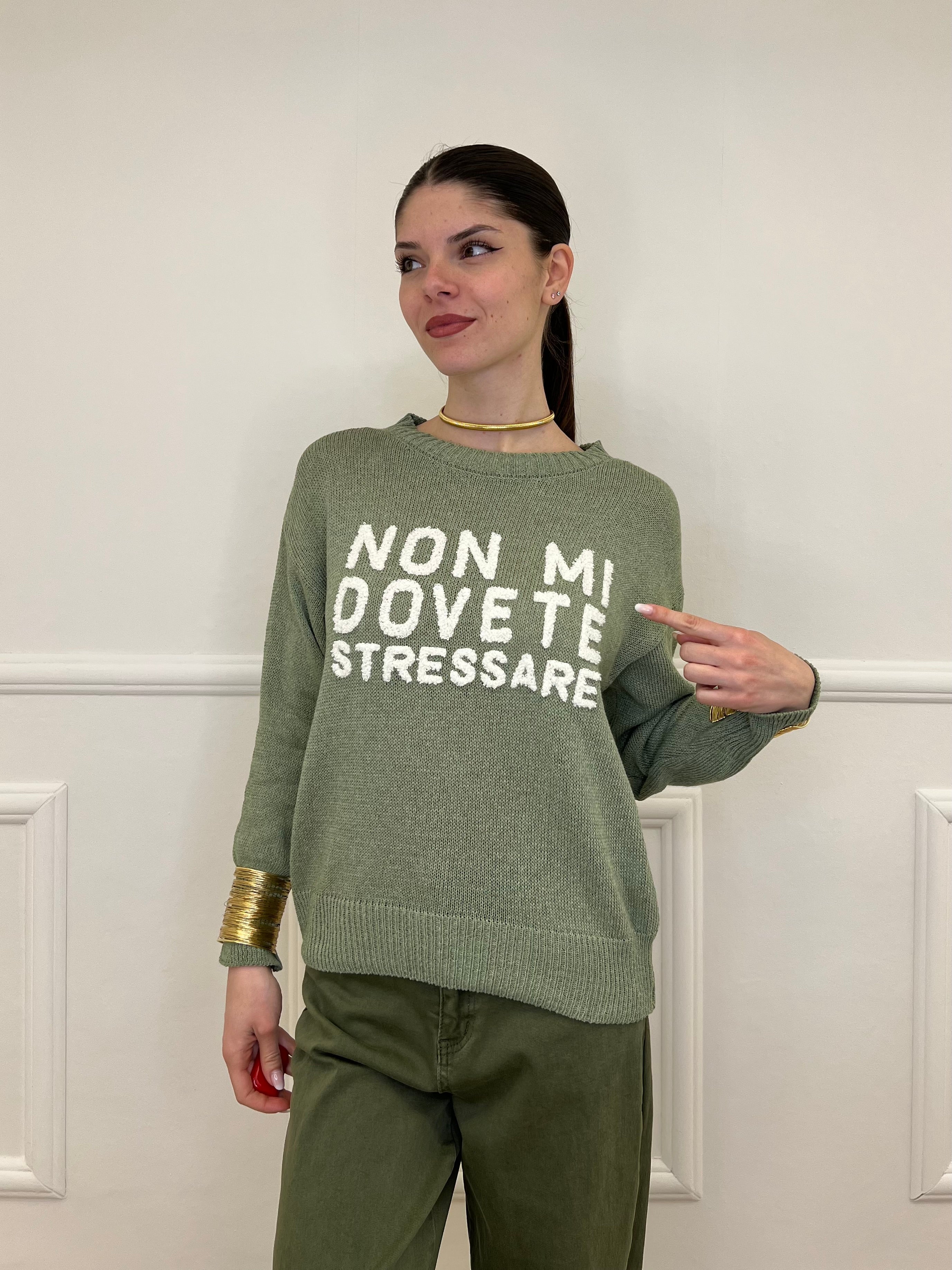 Maglia "Non Mi Dovete Stressare" 3695 Verde Mela
