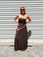 Abito Fascia Jersey Con Foulard 22556 Marrone