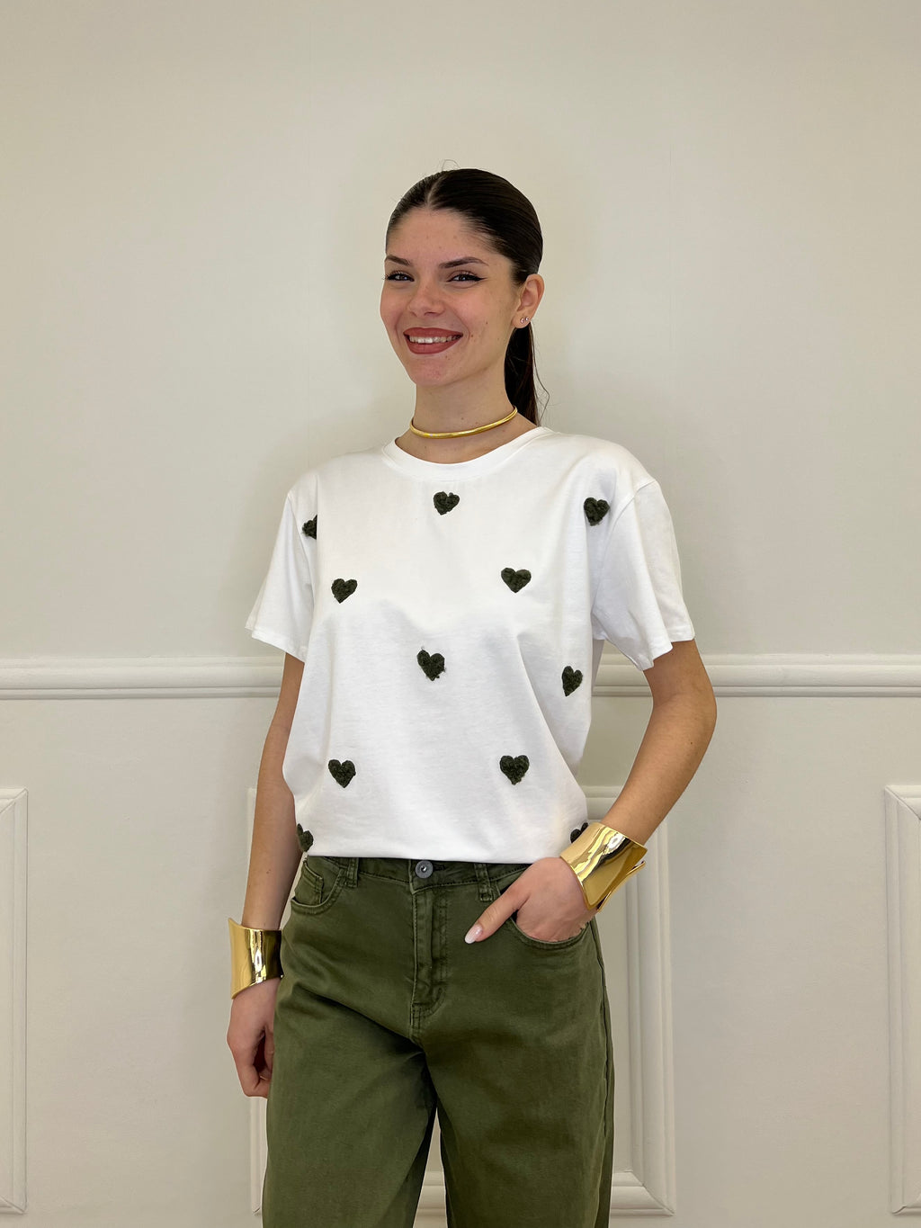 T-shirt Over Con Ricamo Cuori 12659