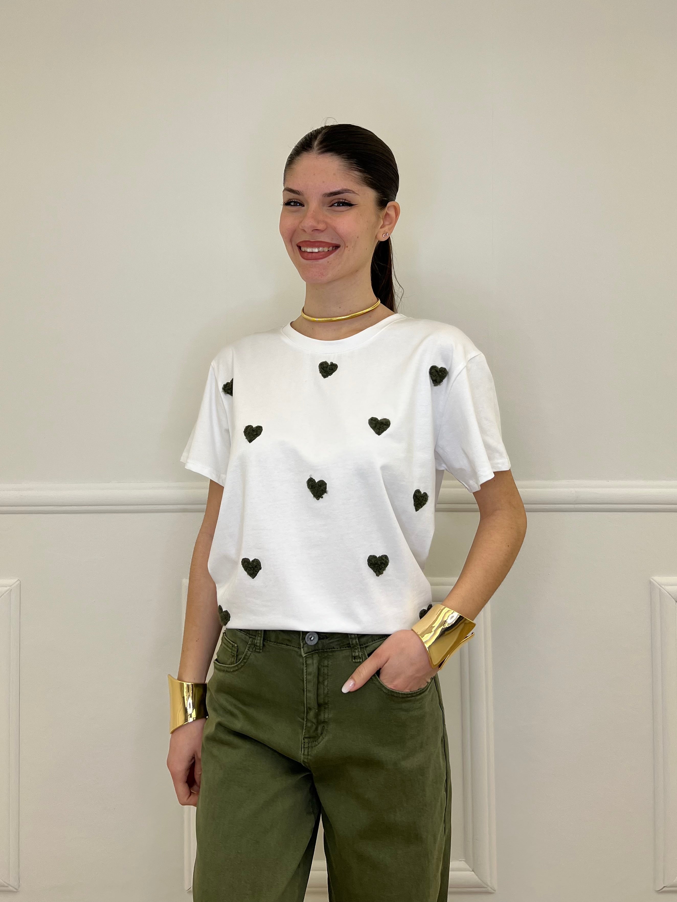 T-shirt Over Con Ricamo Cuori 12659